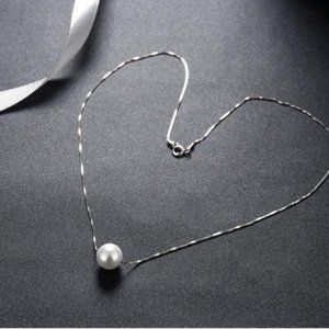 NEW 925 Sterling Silver Simple Pearl Necklace